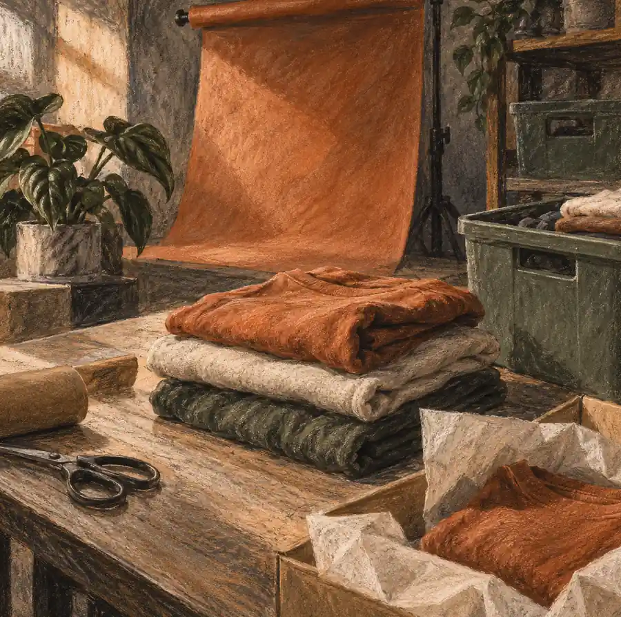 Illustration of online retail businesses equipment and workspace